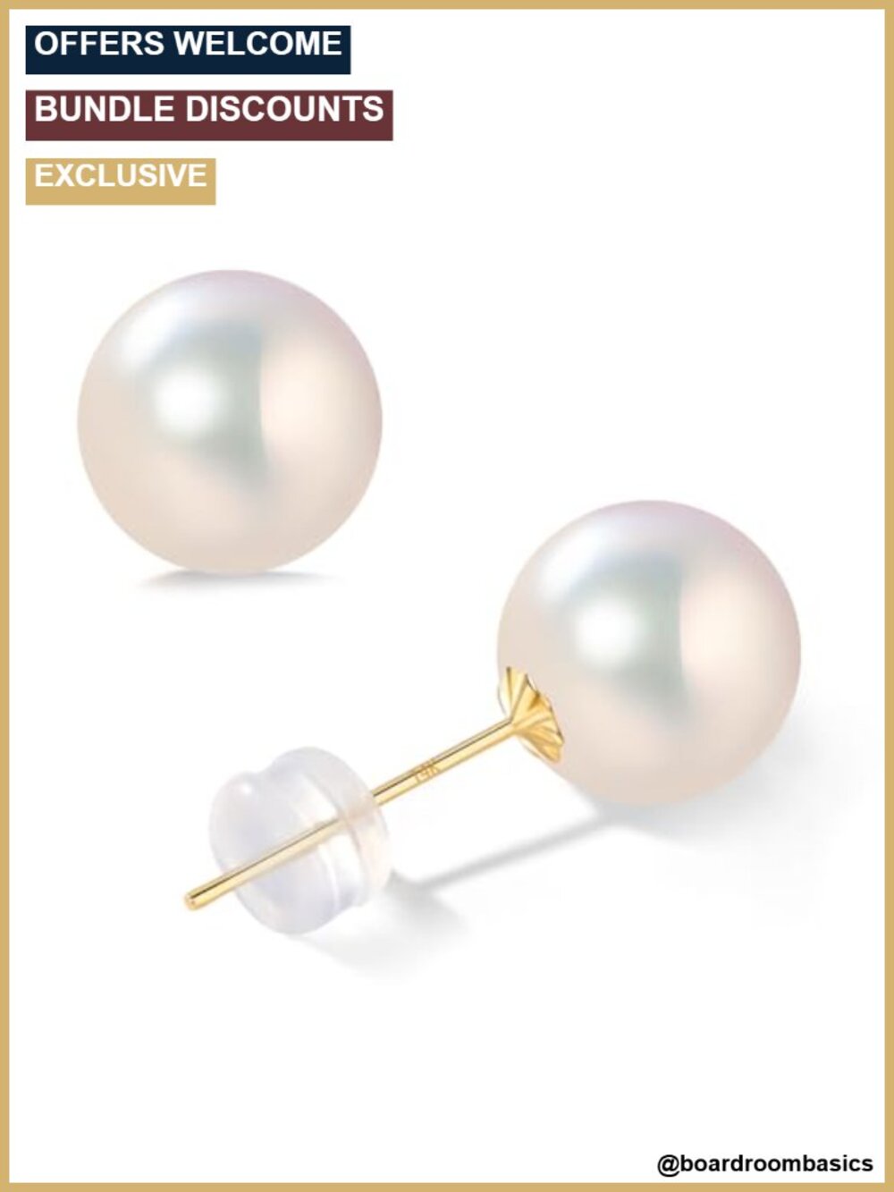 14K Solid Gold Studs Akoya Cultured Pearl Earrings